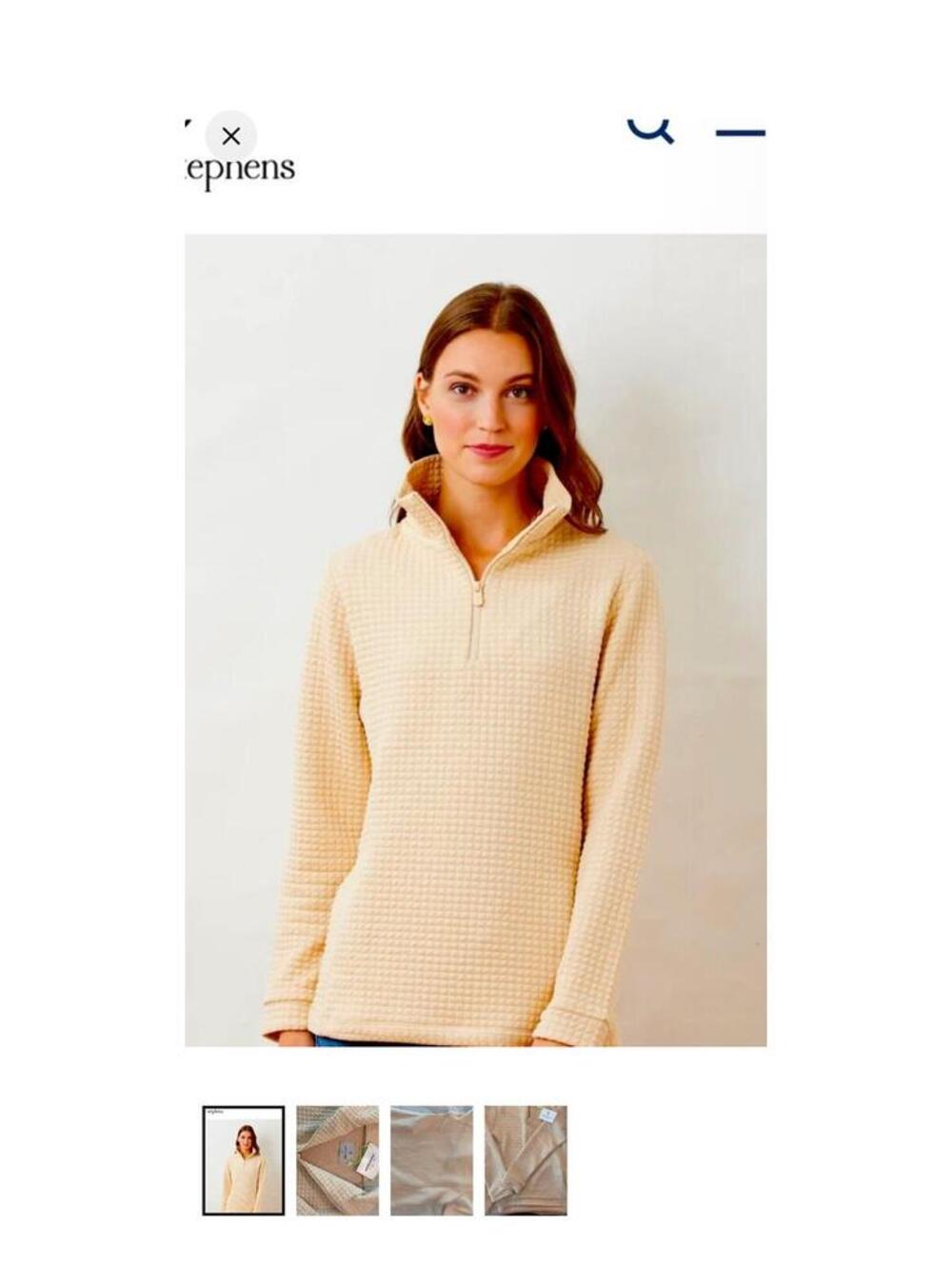 NWOT Dudley Stephen’s Waffle knit quarter zip pullover cream small